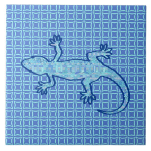 Tribal batik Gecko - weiches denim blau Fliese