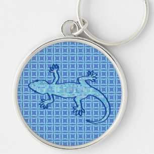 Tribal batik Gecko - Weiches denim blau Schlüsselanhänger