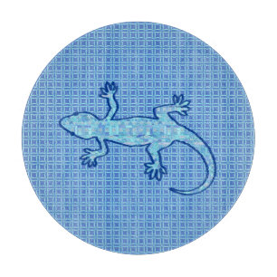 Tribal batik Gecko - Weiches denim blau Schneidebrett