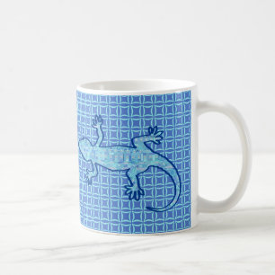 Tribal batik Gecko - Weiches denim blau Tasse