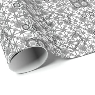 Tribal Batik - grau / grau, schwarz und weiß Geschenkpapier