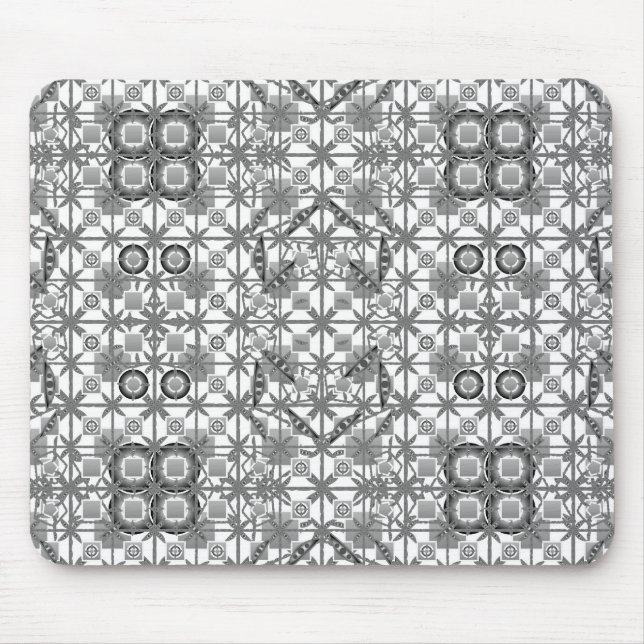 Tribal Batik - grau / grau, schwarz und weiß Mousepad (Vorne)