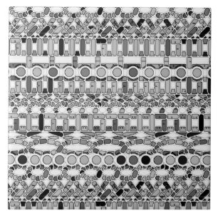 Tribal Batik - Grautöne Fliese