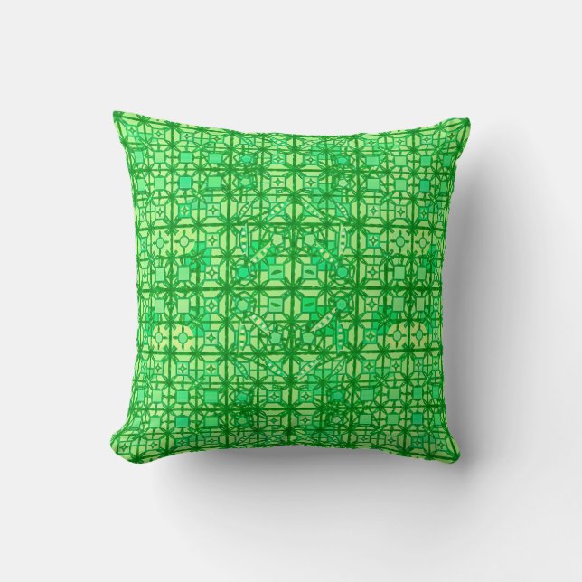 Tribal Batik - grüne Farbtöne Kissen (Vorderseite)