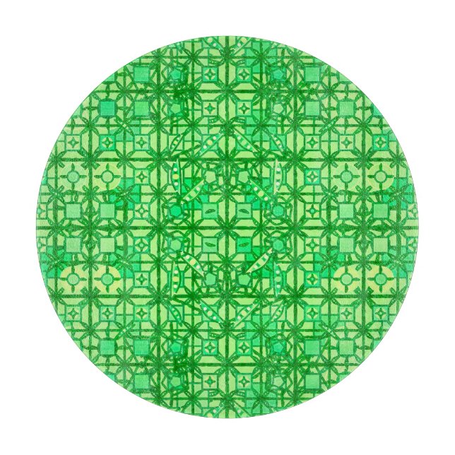 Tribal Batik - grüne Farbtöne Schneidebrett (Vorderseite)