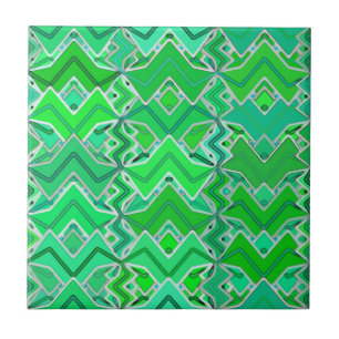 Tribal Batik in Jade Green und Lime Green Fliese
