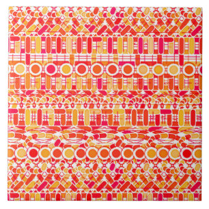 Tribal Batik - Korallenorange und Korallenrosa Fliese
