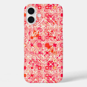 Tribal Batik - Korallenrosa, Korallenorange und -c iPhone 16 Plus Hülle
