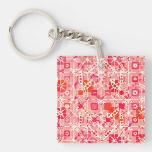 Tribal Batik - Korallenrosa, Korallenorange und -c Schlüsselanhänger