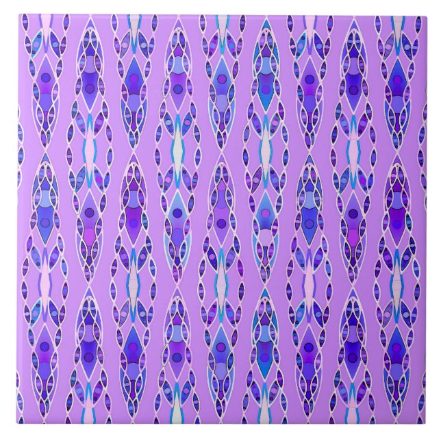 Tribal Batik - Lavender, Blue und Violet Fliese (Vorderseite)