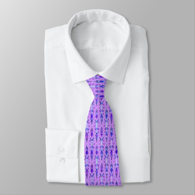 Tribal Batik - Lavender, Blue und Violet Krawatte (Gebunden)