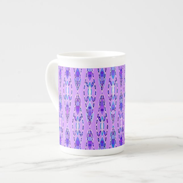 Tribal Batik - Lavender, Blue und Violet Prozellantasse (Vorderseite Links)