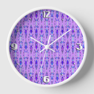 Tribal Batik - Lavender, Blue und Violet Wanduhr