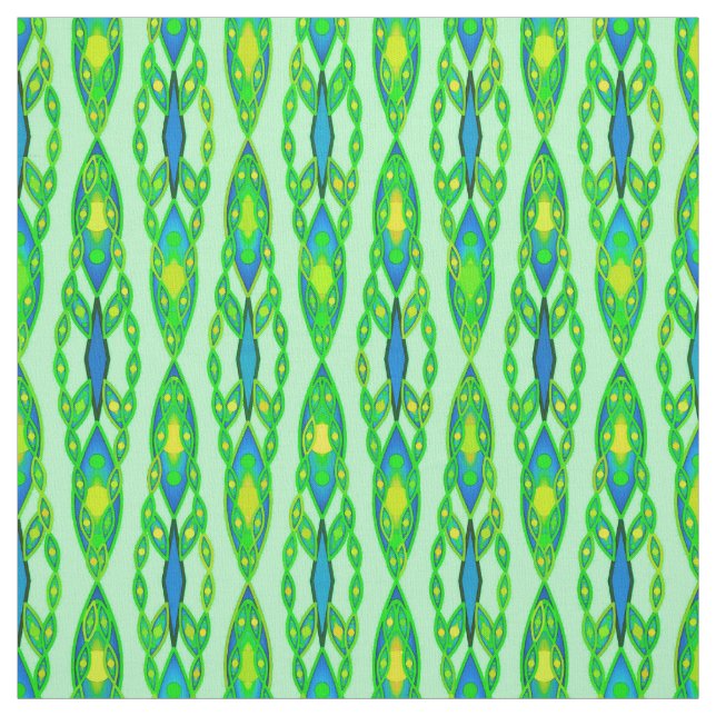 Tribal Batik - Mint, Emerald Green und Blue Stoff (Muster)