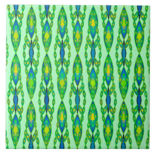 Tribal Batik - Mint, Smaragdgrün und blau Fliese