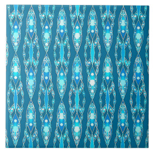 Tribal Batik - Ocean Blue und Aqua Fliese