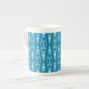 Tribal Batik - Ocean Blue und Aqua Prozellantasse