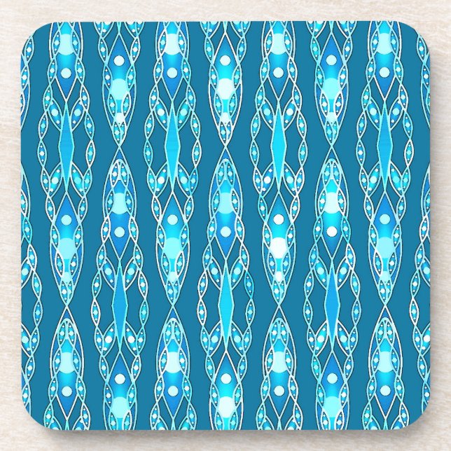 Tribal Batik - Ocean Blue und Aqua Untersetzer (Vorderseite)
