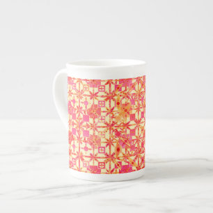 Tribal Batik - orange, korallenrosa und fuchsia Prozellantasse