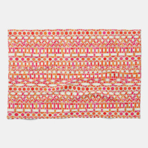 Tribal Batik - Orange- und Rosatöne Geschirrtuch