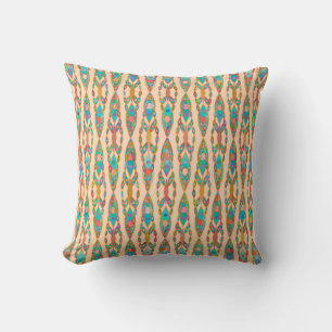 Tribal Batik - Pfirsichrosa und Türkis Kissen