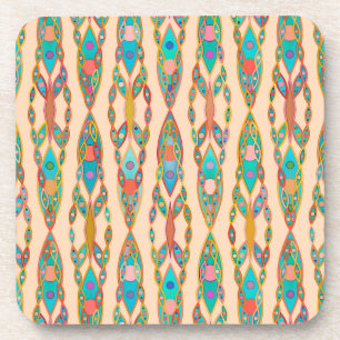 Tribal Batik - Pfirsichrosa und Türkis Untersetzer