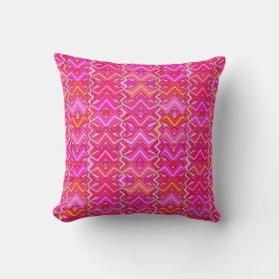 Tribal Batik Print, Fuchsia, Coral Pink und Red Kissen