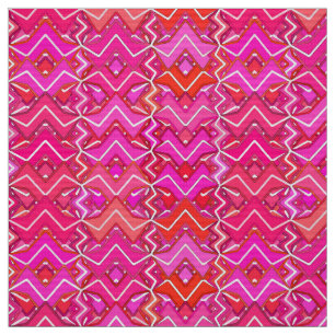Tribal Batik Print, Fuchsia, Coral Pink und Red Stoff