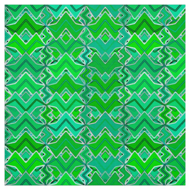 Tribal Batik Print, Jade Green und Lime Green Stoff (Muster)