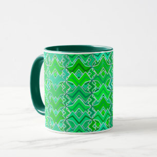 Tribal Batik Print, Jade Green und Lime Green Tasse