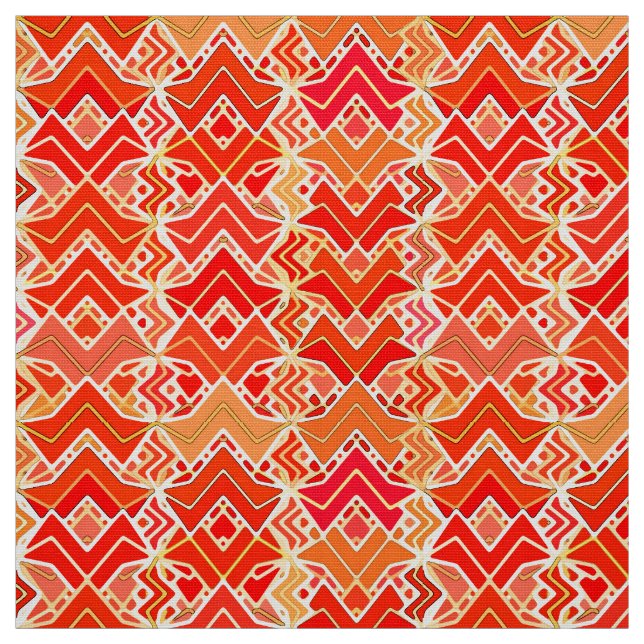 Tribal Batik Print, Mandarin und Light Orange Stoff (Muster)