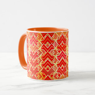 Tribal Batik Print, Mandarin und Light Orange Tasse