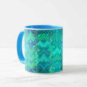 Tribal Batik Print, Türkis, Aqua und Türkis Tasse
