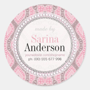 Tribal-Batik-rosa Muster, hergestellt durch Aufkle Runder Aufkleber