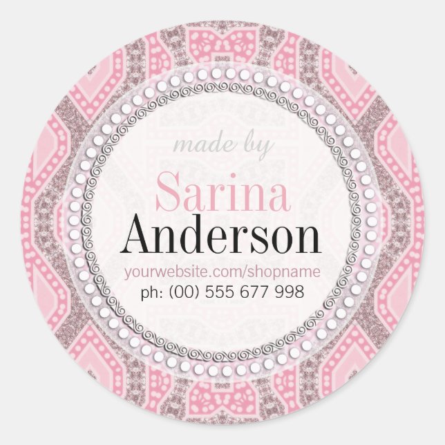Tribal-Batik-rosa Muster, hergestellt durch Aufkle Runder Aufkleber (Vorderseite)