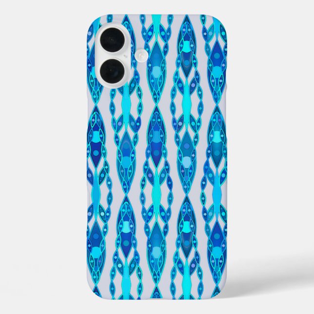 Tribal Batik - Sapphire Blue und Silver Gray Case-Mate iPhone Hülle (Rückseite)