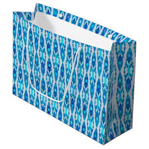Tribal Batik - Sapphire Blue und Silver Gray Große Geschenktüte
