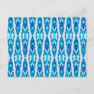Tribal Batik - Sapphire Blue und Silver Gray Postkarte