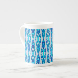 Tribal Batik - Sapphire Blue und Silver Gray Prozellantasse