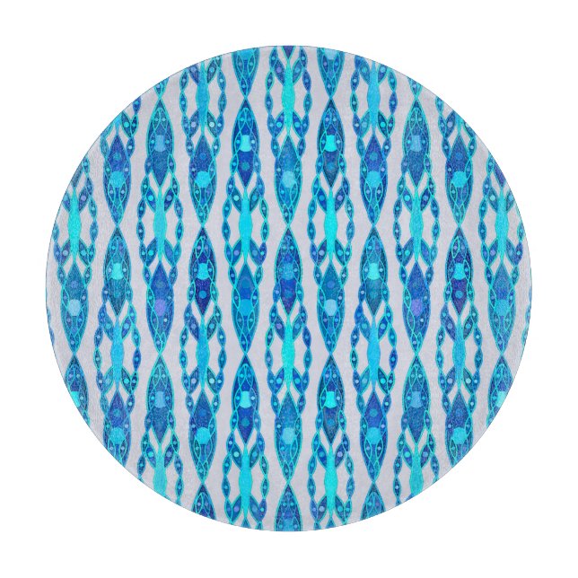 Tribal Batik - Sapphire Blue und Silver Gray Schneidebrett (Vorderseite)