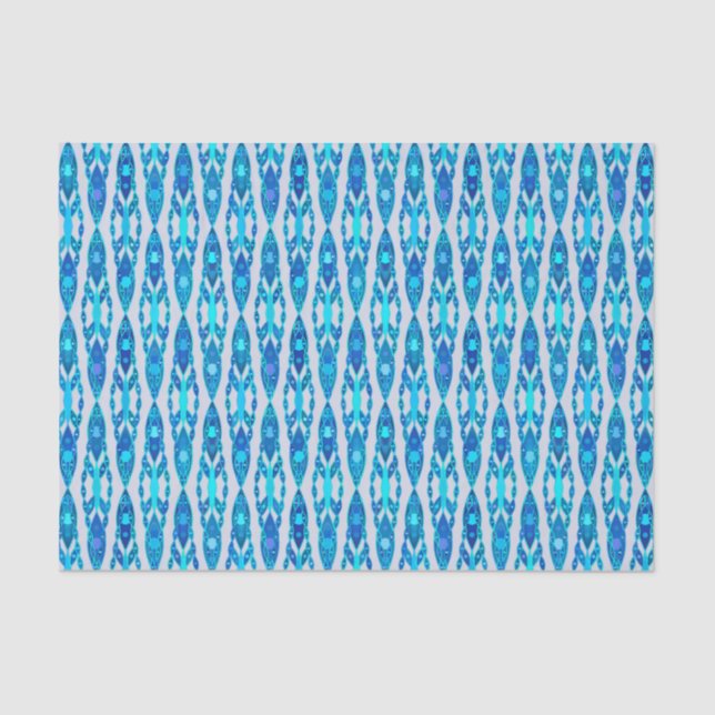 Tribal Batik - Sapphire Blue und Silver Gray Seidenpapier (Vorderseite)
