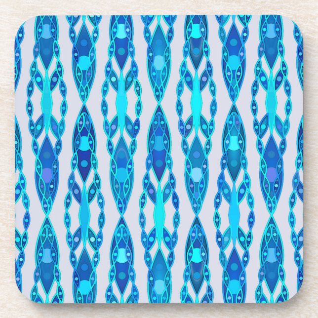 Tribal Batik - Sapphire Blue und Silver Gray Untersetzer (Vorderseite)