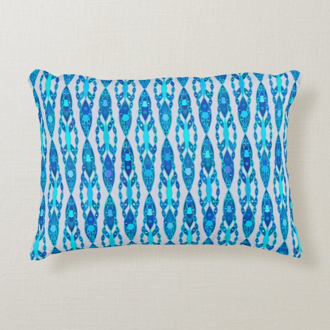 Tribal Batik - Sapphire Blue und Silver Gray Zierkissen (Vorderseite)