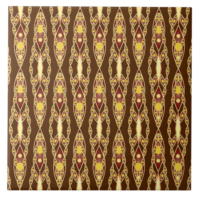 Tribal Batik - Schokolade braun und Beige Fliese (Vorderseite)
