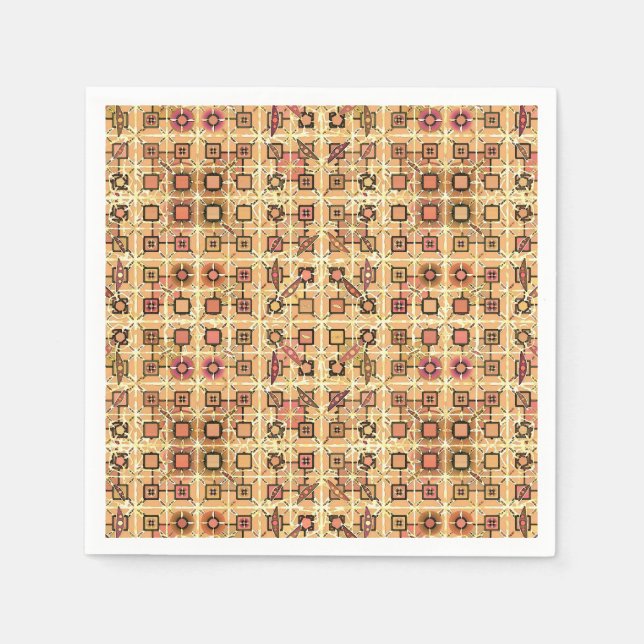 Tribal Batik - Schokoladenbraun und Kamelbraun Serviette (Vorderseite)