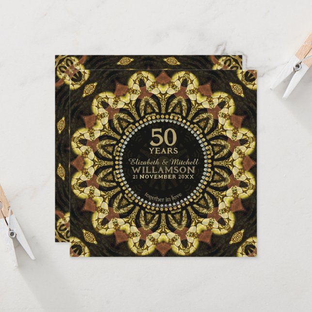 Tribal Batik Sonnenblume Erde Fusion Jahrestag Einladung (Vorderseite/Rückseite Beispiel)