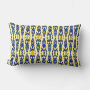 Tribal Batik - Steel Blue, Grau und Gelb Lendenkissen