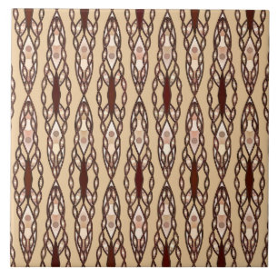 Tribal Batik - Tan, Dunkelbraun und Creme Fliese