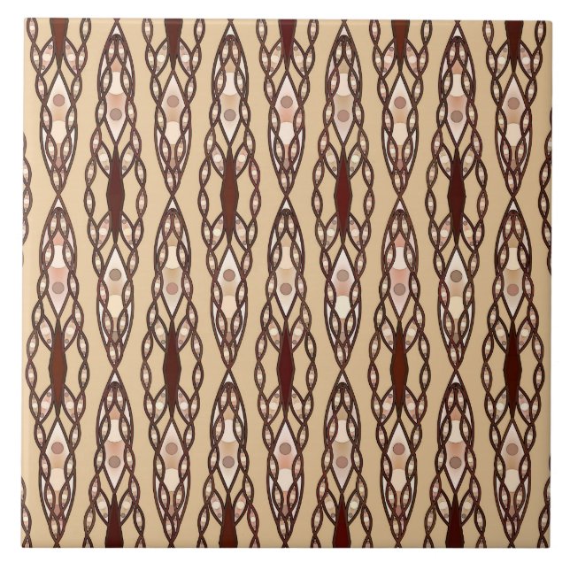 Tribal Batik - Tan, Dunkelbraun und Creme Fliese (Vorderseite)
