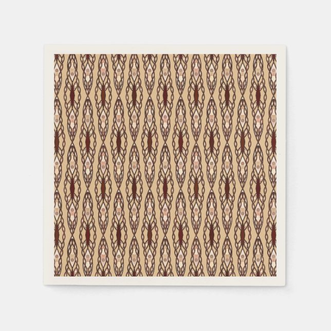 Tribal Batik - Tan, Dunkelbraun und Creme Serviette (Vorderseite)
